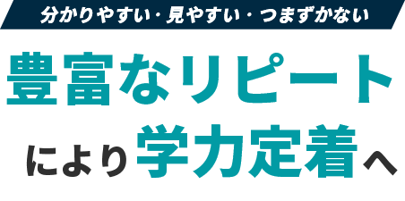 分かりやすい・見やすい・つまずかない 豊富なリピートにより学力定着へ